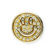 Broches smiley avec strass Doré-cristal