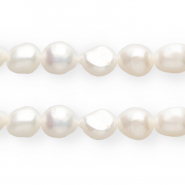 TQ Perles d’eau douce nugget ovale 10mm Blanc naturel