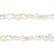 TQ Perles d’eau douce nugget ovale 6x5 mm Blanc naturel