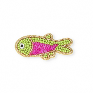 Broches poisson Dor&eacute;-magenta-vert lime fonc&eacute;