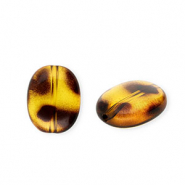 Perles acryliques ovale avec imprimé léopard Marron ambre transparent
