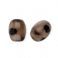 Perles acryliques ovale avec imprimé léopard Marron beige-marron foncé