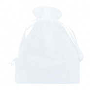 Sachet &agrave; bijoux en organza 13x18cm blanc