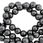 Perles hématites rond 8mm gris anthracite
