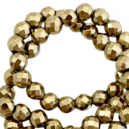 Perles hématites facettées rond 6mm doré antique