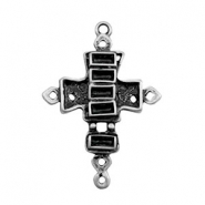 Breloques en métal TQ connecteur croix avec sertis argenté antique