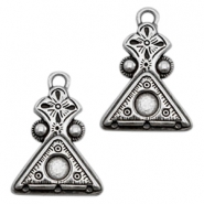 Breloques en m&eacute;tal TQ triangle avec serti + 3 &oelig;illets argent&eacute; antique