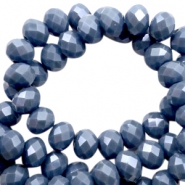Perles &agrave; facettes 4x3mm disque bleu airforce
