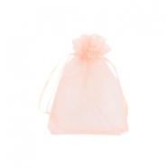 Sachet &agrave; bijoux en organza 7x9cm Saumon p&ecirc;che