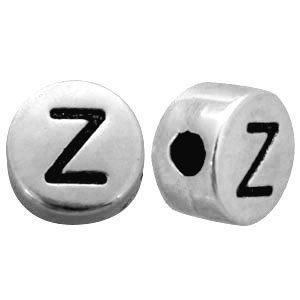 Perles au look m&eacute;tallique lettre Z argent&eacute; antique