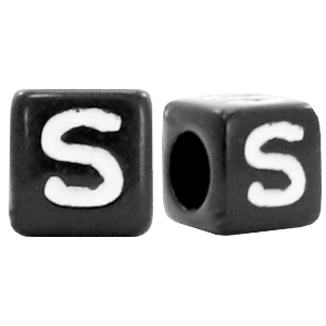 Perles acryliques alphabet lettre S noir