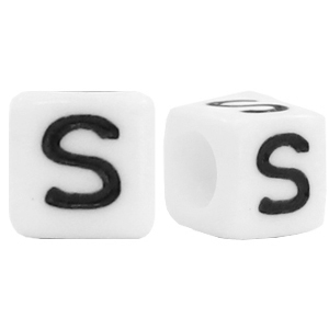 Perles acryliques alphabet lettre S blanc