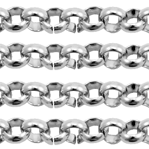Appr&ecirc;ts en acier inox maille jaseron 4mm argent&eacute; antique