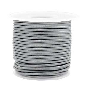 Pack promo cuir DQ rond 2mm gris m&eacute;tallique