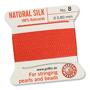 Griffin bead cord natural silk &Oslash;0.8mm Rose corail