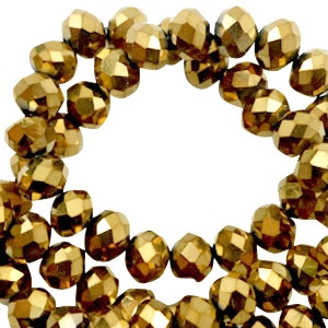 Perles &agrave; facettes 3x2mm disque Dor&eacute; m&eacute;tallique