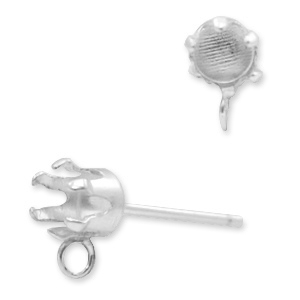 Argent 925 appr&ecirc;ts boucles d'oreilles clous avec serti pour Swarovski PP32 (4mm) avec anneau Argent