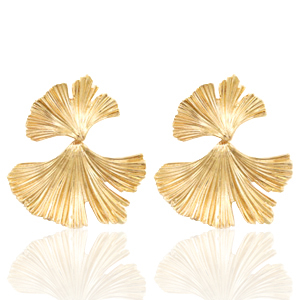 Boucles d'oreilles tendance feuille de Ginkgo Dor&eacute; (sans nickel)