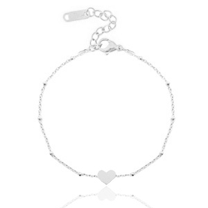 Bracelets en acier inox jaseron c&oelig;ur &hearts; Argent&eacute;