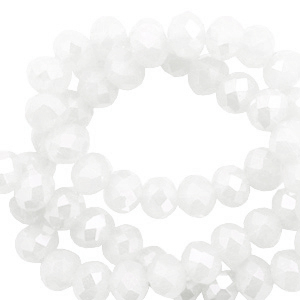 Perles &agrave; facettes 4x3mm disque Blanc-pearl shine coating