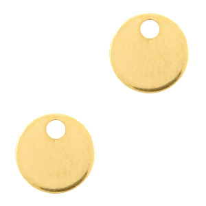 Breloques en acier inox 8mm rond Dor&eacute;