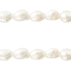 BQ Perles d'eau douce nugget ovale 7x5-6mm Blanc naturel
