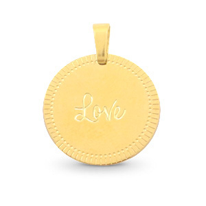 Breloques en acier inox 15mm "love" Mix&Match Dor&eacute;