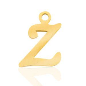 Breloques en acier inox alphabet lettre Z Dor&eacute;