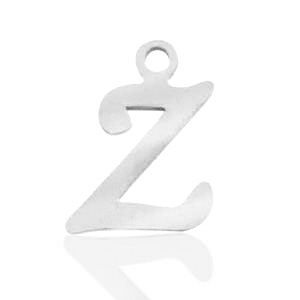 Breloques en acier inox alphabet lettre Z Argent&eacute;