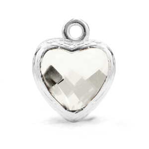 Pendentifs en verre Crystal Glass c&oelig;ur Cristal-argent&eacute;