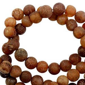 Pierres naturelles Calc&eacute;doine (Quartz) 6mm mat Marron fonc&eacute; multicolore