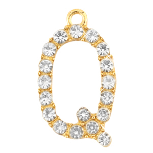 Breloques en m&eacute;tal Basic Quality strass lettre Q Dor&eacute;