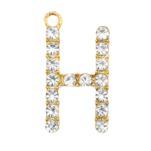 Breloques en m&eacute;tal Basic Quality strass lettre H Dor&eacute;