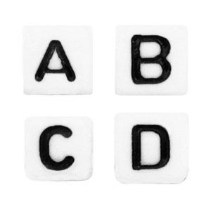 Perles lettres acryliques m&eacute;lang&eacute;es Noir-blanc