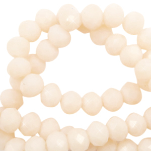 Perles &agrave; facettes 4x3mm disque Beige vanille-Pearl Shine Coating