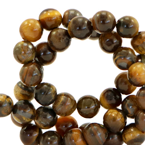 Pierres naturelles Oeil de tigre 6mm Marron multicolore