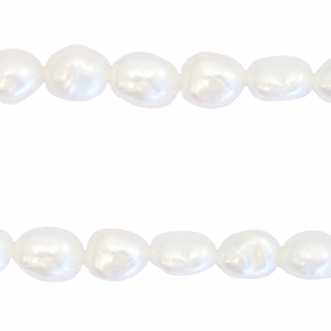 BQ Perles d'eau douce nugget ovale 7-8x6-7mm Blanc naturel
