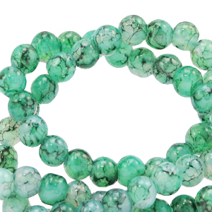 Perles en verre 6 mm mouchet&eacute; Vert cendre