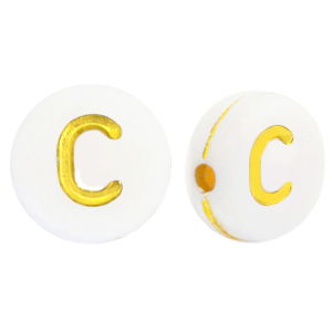 Perles lettres acryliques C Blanc-dor&eacute;
