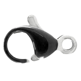 Appr&ecirc;ts en acier inox fermoir mousqueton 10mm Noir-argent&eacute;