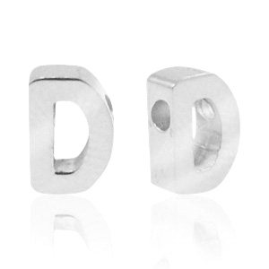 Perles en acier Inox lettre D Argent&eacute;