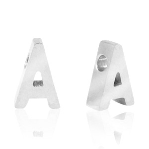 Perles en acier Inox lettre A Argent&eacute;