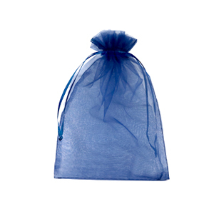 Sachet &agrave; bijoux en organza 9x12cm Bleu marine