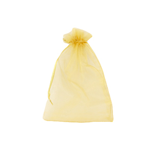 Sachet &agrave; bijoux en organza 7x9cm Jaune dor&eacute;