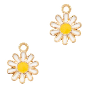 Breloques en m&eacute;tal Basic Quality fleur Dor&eacute;-blanc