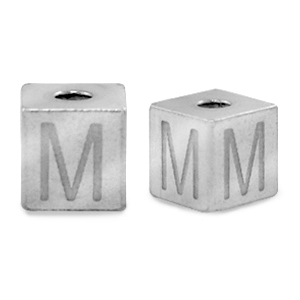 Perles en acier Inox lettre M Argent&eacute;