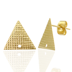 Boucles d'oreilles en acier Inox/puces d&rsquo;oreilles triangle avec anneau Dor&eacute;