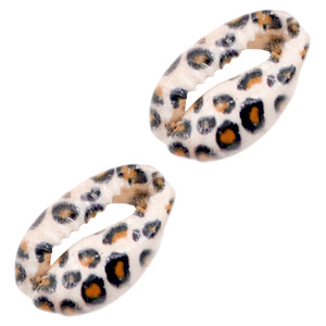 Perles coquillage specials Cauri L&eacute;opard-orange