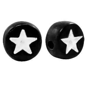 Perles lettres acryliques &eacute;toiles Noir-blanc