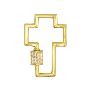 Fermoir Zirconium croix Dor&eacute;